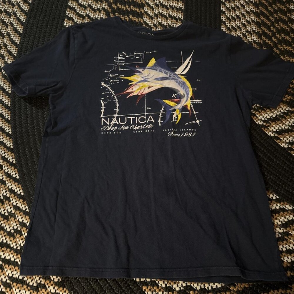 Nautica Men's Navy and Blue Shirt